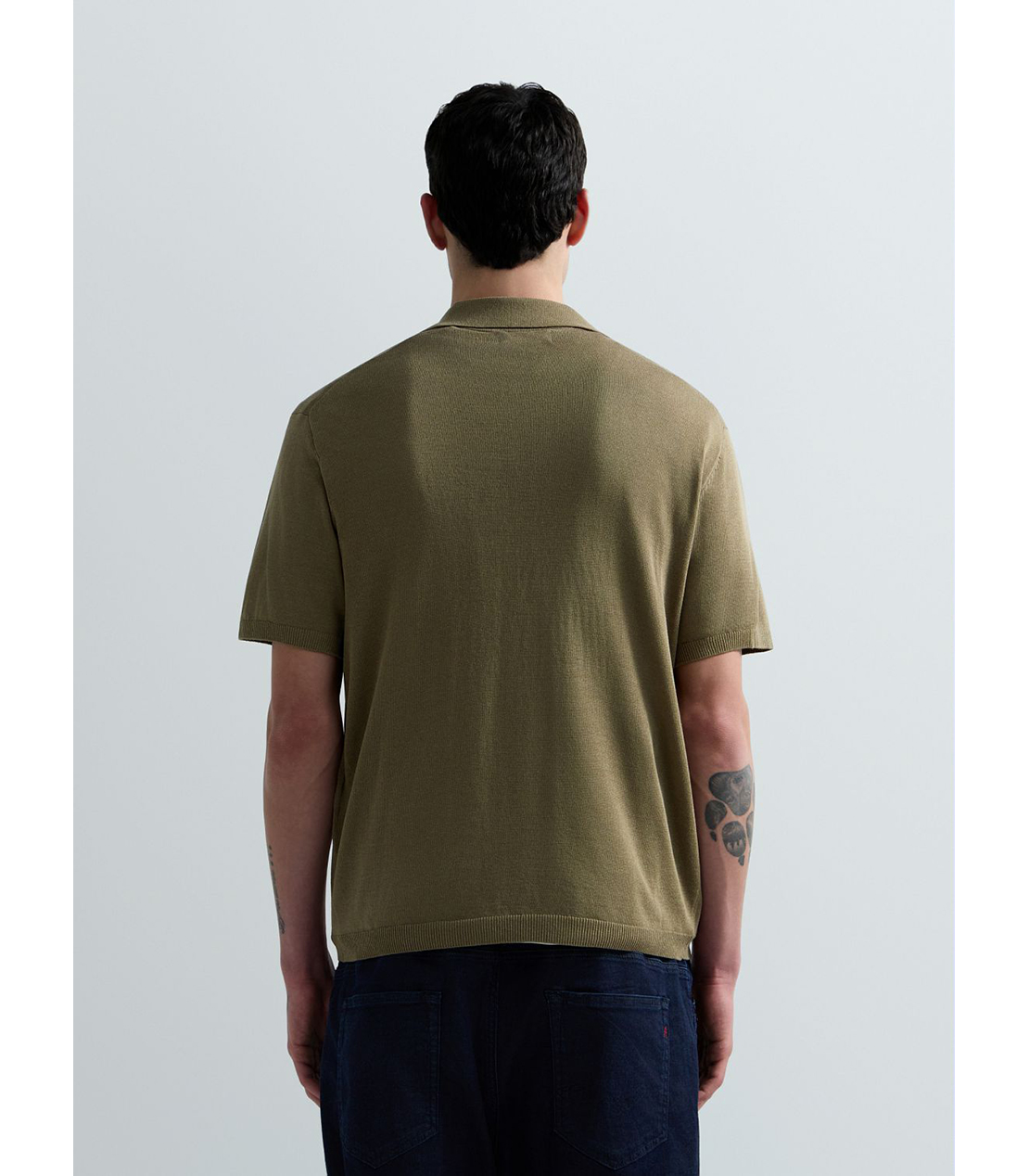 リネンブレンド スキッパー 詳細画像 モスグリーン 3